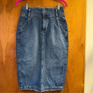 Vintage 80’s 90’s Esprit High-waisted Denim Pencil Midi Skirt Women's Size 34